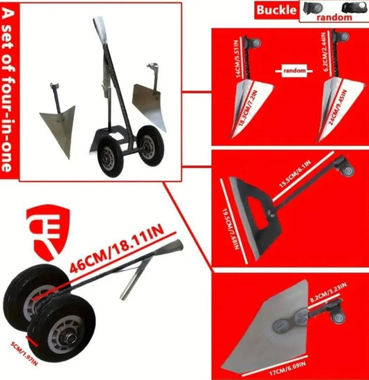 Garden Tool Supporter with Double Wheels & Triangle Shovel