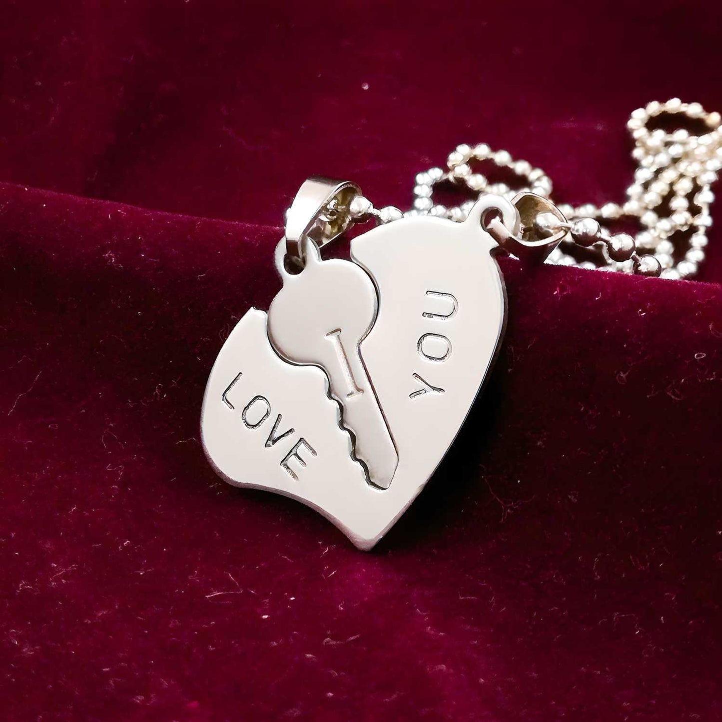 Couple Silver Plated Pendants Set